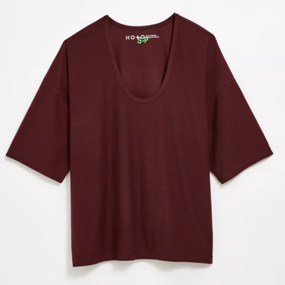 Urban Outfitters Drapey Wide Neck Oversized Tee in Chocolate Size XXS NWT
